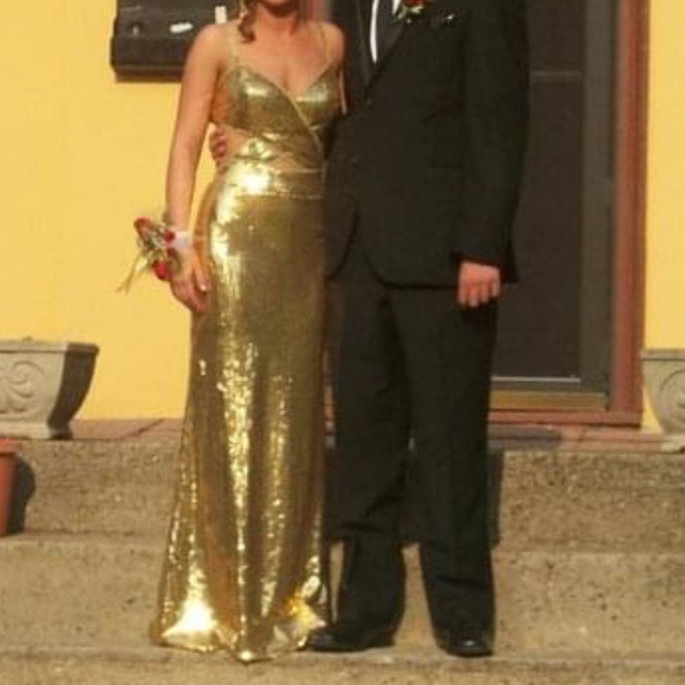 Gold sequin prom dress